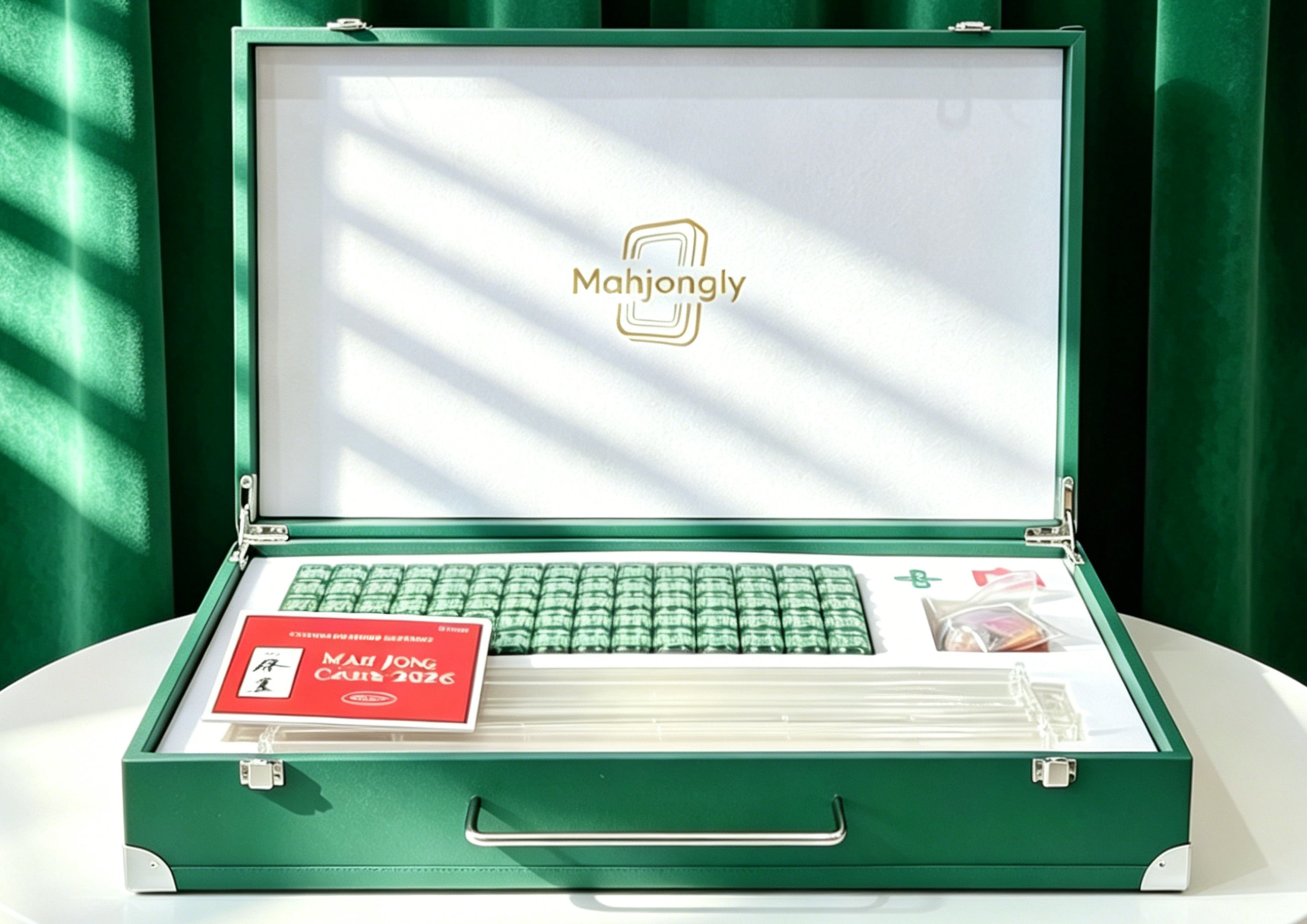 The 2026 Emerald Suite - American Mahjong Set (Luxury Leather Case + All Accessories + Official Card)